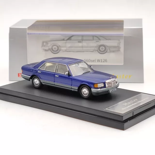 New Master 1:64 Mercedes-Benz S560SEL W126 Diecast Toy Car Model Gift Blue Hoppy