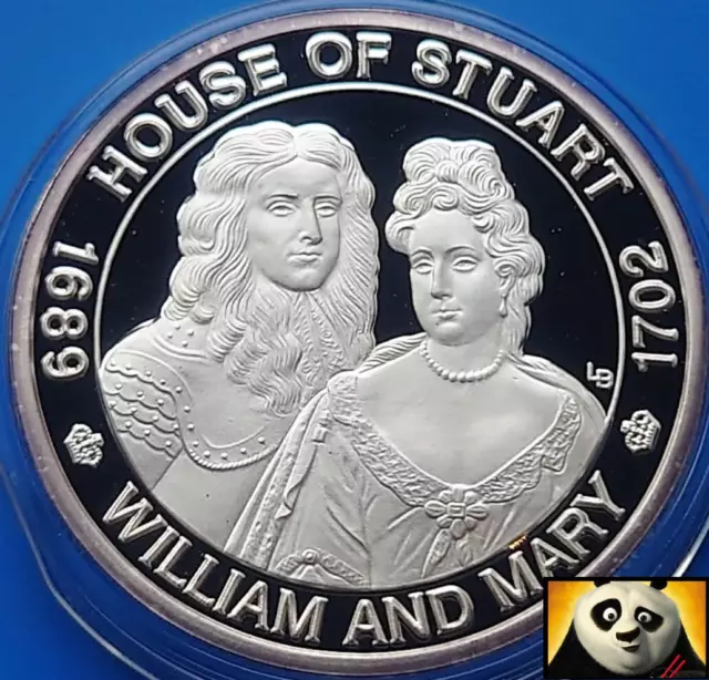 2001 TURKS AND CAICOS 20 Crowns Stuart House William and Mary Silver Proof Coin