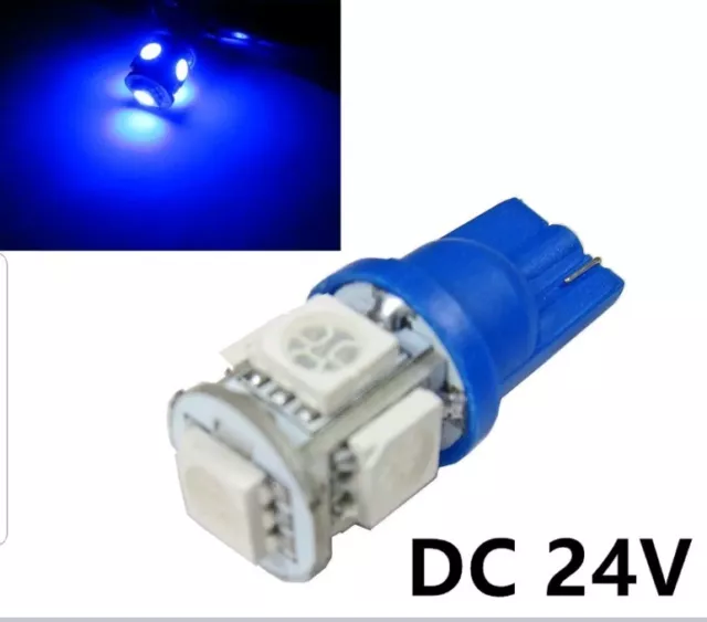 **** 2 Ampoules BLEU 24V Veilleuses LED W5W T10 Camion poids lourds Bateau  ****