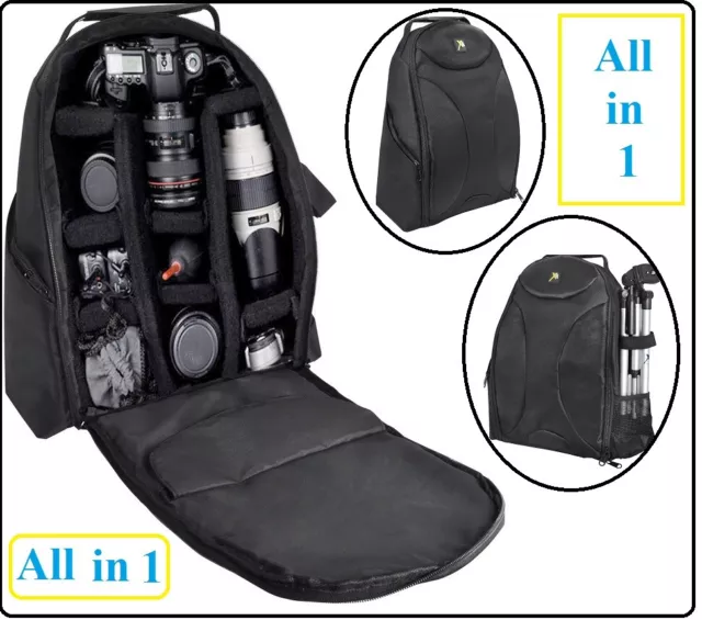 Pro Deluxe Backpack Camera Bag Case For Canon EOS Rebel T7i SL2 77D 3