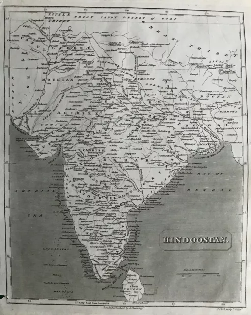 1815 Antique Map; India / Hindustan by Thomas Clerk