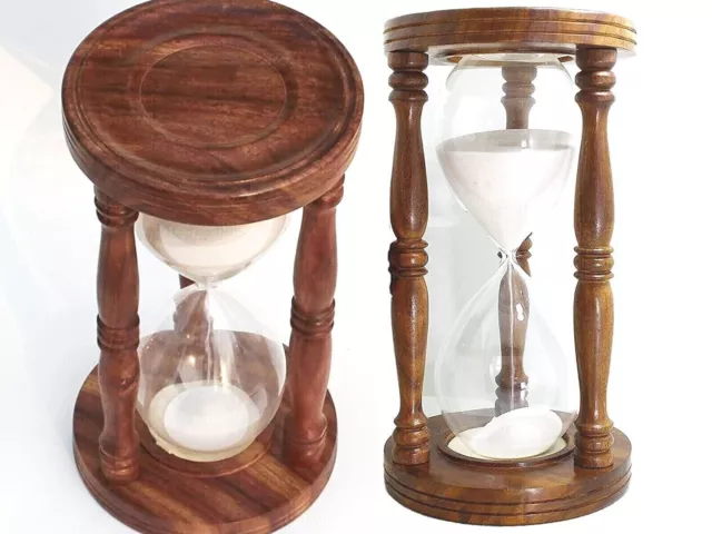 Nautical Sand Timer Hour Glass Pure Wood "Pink Sand" Handmade Wooden Sand Timer