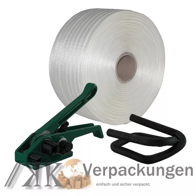 19 mm Textil gewebt Umreifung Set Umreifungsband Bandspanner Metallklemmen