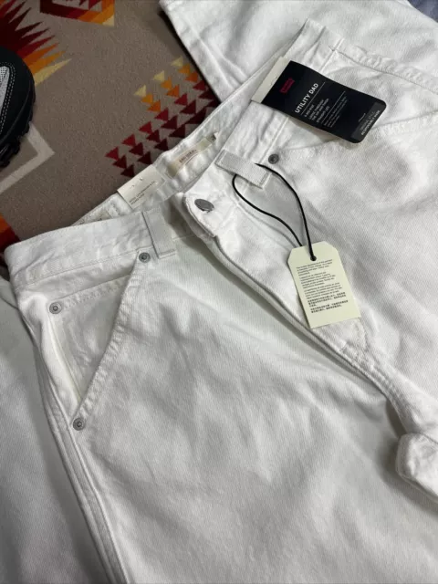 Levis Dad Utility Jeans Women 27 White Carpenter Painter Big E Relaxed Pants