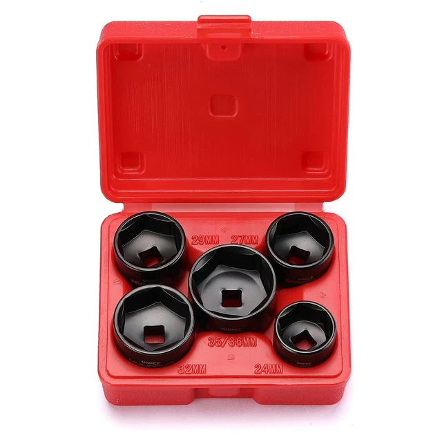 5 Pieces 3/8&quote; Drive Low Profile Oil Filter Socket Set, Oil Filt...