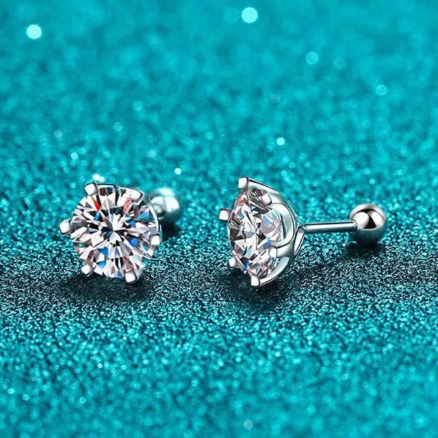 1ct Earrings White Gold Diamond Test Pass Lab-Created VVS1/D/Excellent 2