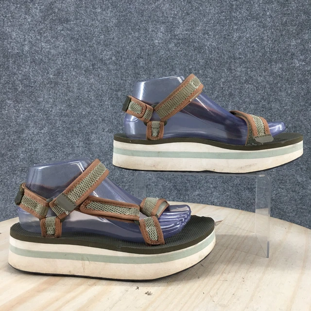 Teva Sandals Womens 8 Flatform Universal Open Toe Slingback 1102451 Green Mesh