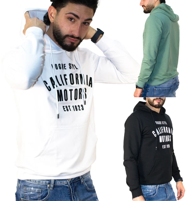 maglione Uomo Cotone Maglioncino Primaverile Felpa con Cappuccio M L XL XXL RDV