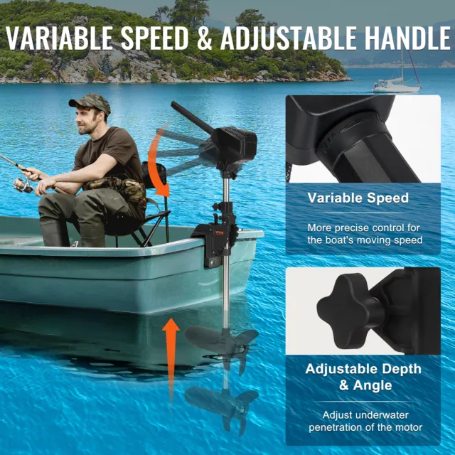 VEVOR 55lbs 24V Thrust Electric Trolling Outboard Motor for Kayak Fishing Boats 3