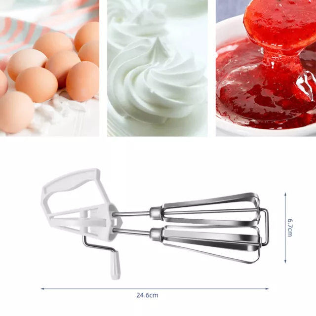 Stainless Steel Rotary Manual Hand Whisk Egg Beater Mixer Blender Kitchen Tool