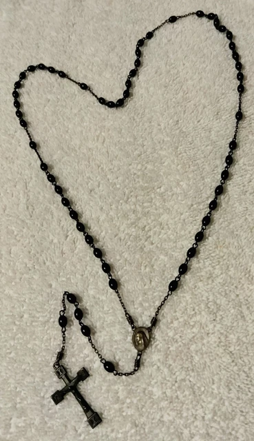 Antique Rosary INRI Brass Crucifix Flawless Priest Nun
