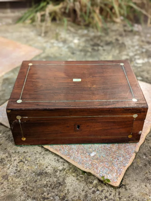 Beautiful Mother of Pearl Antique Inlaid Wooden Jewellery Box with Tray Inside