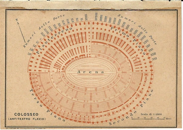 ROME COLOSSEUM 1925 Touring Club Map Map £8.55 - PicClick UK