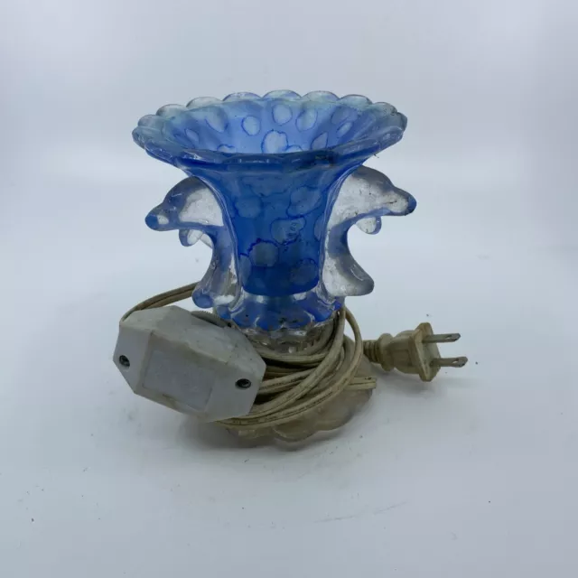 Blue Clear Glass Dolphin Electric Fragrance Lamp Oil Warmer, 4.5” Height