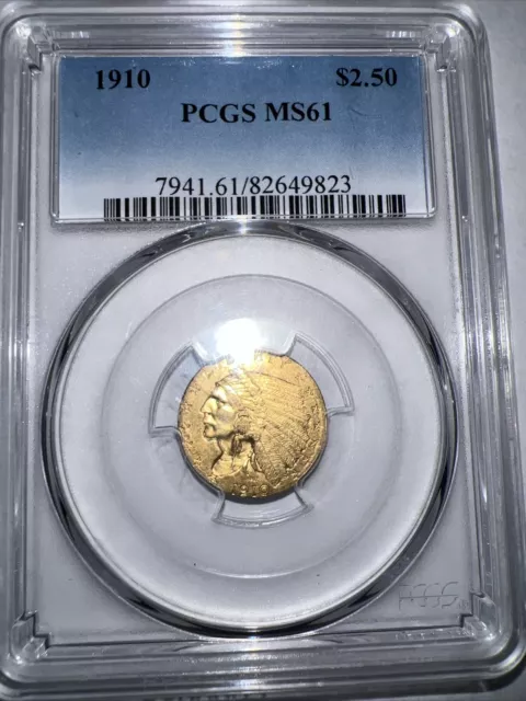 MS61 1910 $2.50 Indian Head Gold Quarter Eagle PCGS