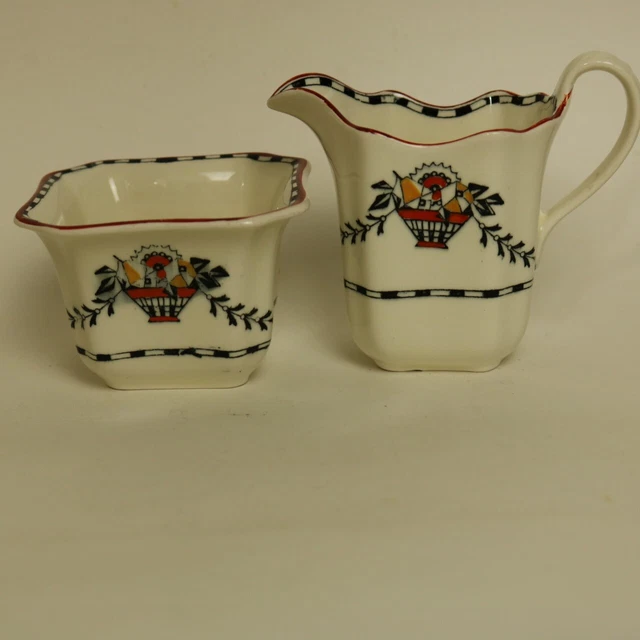 Vintage Grimwades Sugar Bowl & Milk Jug Creamer Set Saxon Pattern 1930s /40s