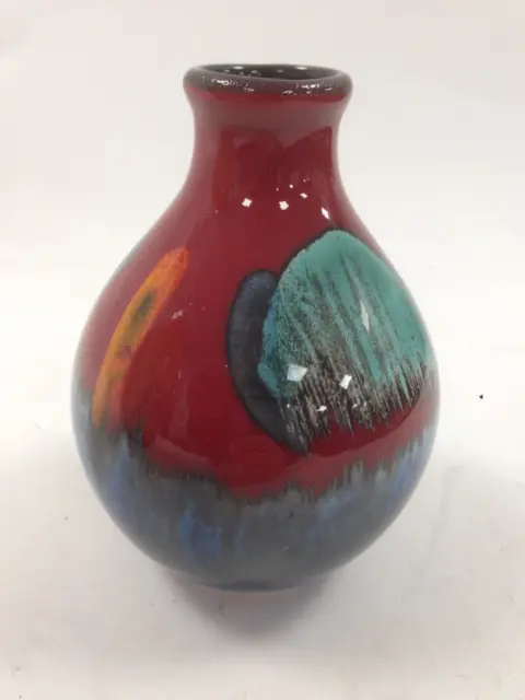 Poole Pottery Red Volcano Vase 14cm Tall Ceramic Bud Vase Nice Condition