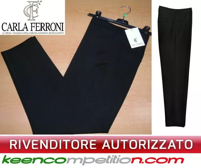 CARLA FERRONI Pantalone donna in punto milano elastico vita alta MADE IN ITALY