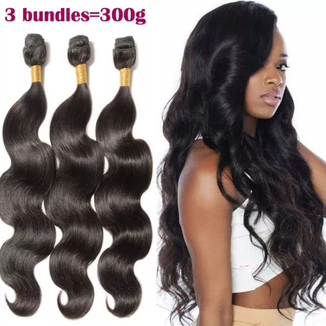 300g THICK Brazilian Malaysian Virgin Human Hair Weave Extension Weft 1/3Bundles