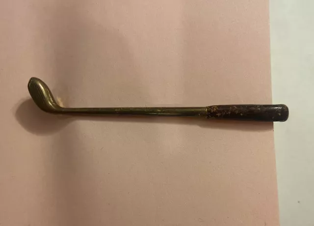 Vintage Hickok Tie Clip w/ Gold Tone Golf Club Wood Driver Leather like Handle