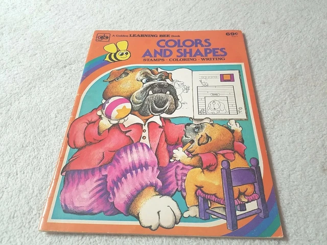 Vintage  Golden Learning BEE Book Colors and Shapes ~ Stamps Included, Coloring