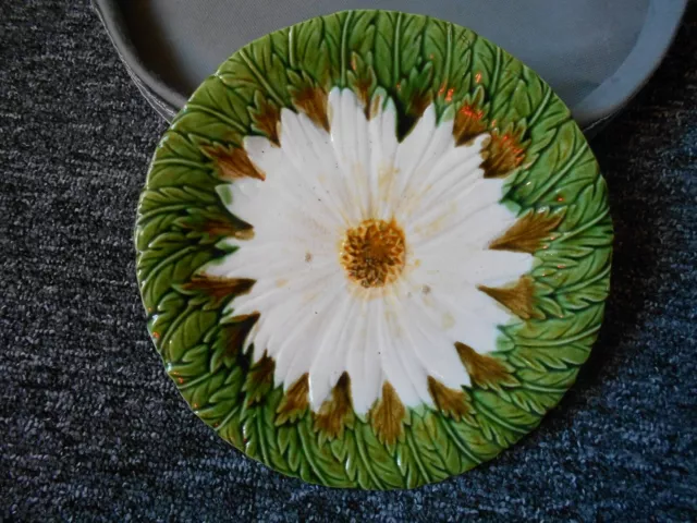 Assiette Ancienne Barbotine "FLEUR " Céramique Vallauris