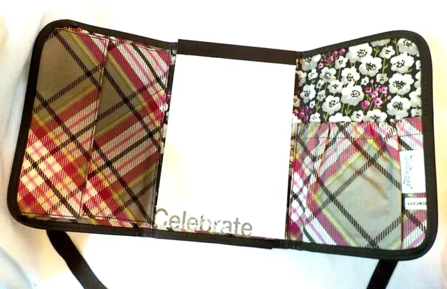 Thirty-One 31 Tri-Fold & Go Celebrate Organizer Floral Plaid Multi Pocket 9"x6"