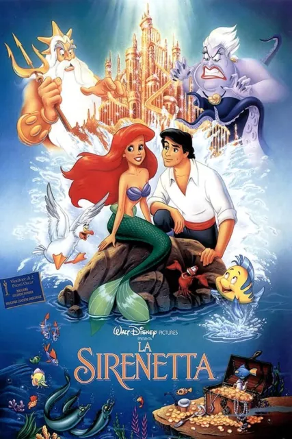 Poster Manifesto Locandina Cinema Vintage Walt Disney Film Fantasia La Sirenetta