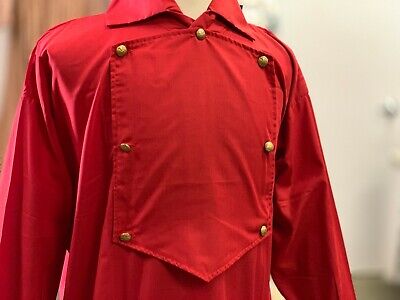 Man's XXL RED Bib-Front Shirt - Civil War, SASS, 19th century, Re-enacting,  NEW