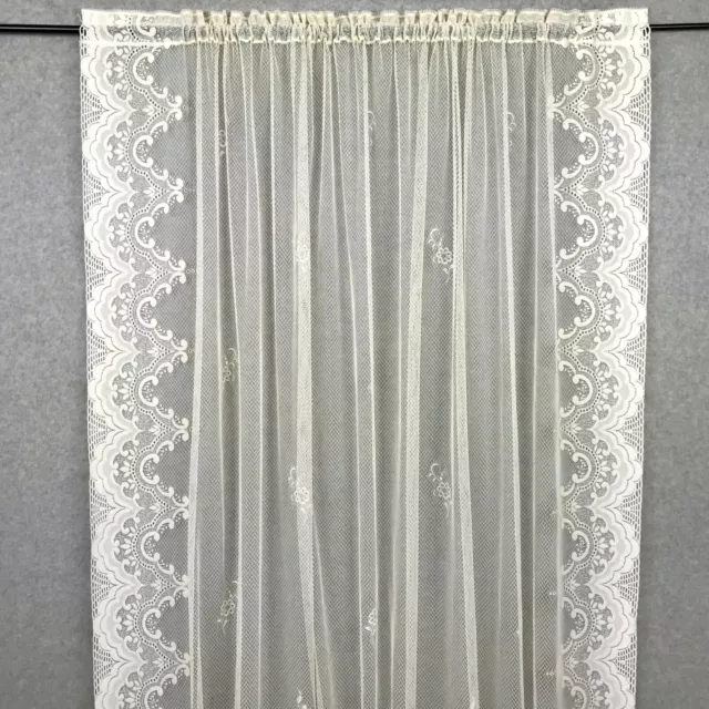 Heritage Lace Floral Curtain Panel 62"Wx83"L Ivory Country Shabby Chic Farmhouse