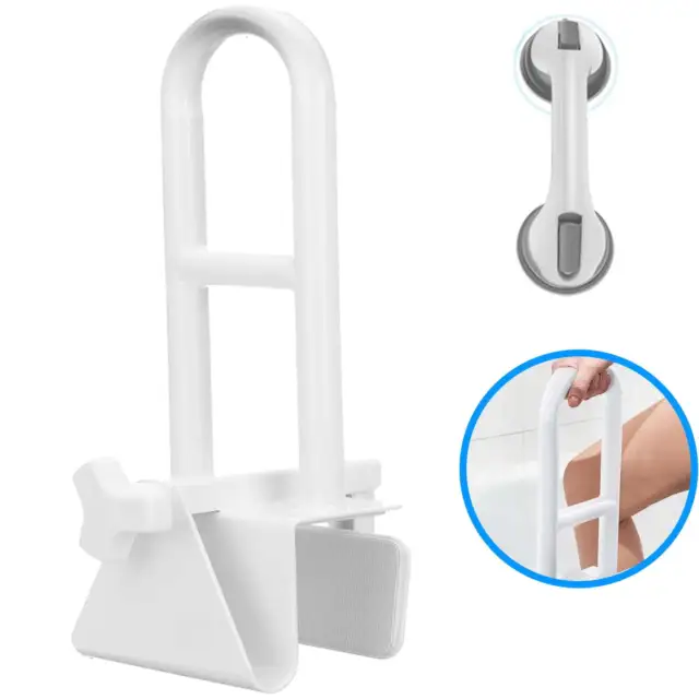 Musment Medical Bathtub Safety Rail with Shower Grab Bar Handle, Modern, White