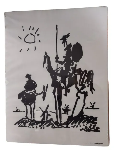 1960s Lambert Studios Picasso Don Quixote Print Canvas 26" x 20" In Cellophane