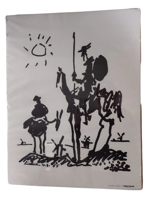1960s Lambert Studios Picasso Don Quixote Print Canvas 26" x 20" In Cellophane 1960s Lambert Studios Picasso Don Quixote Print Canvas 26" x 20" In Cellophane