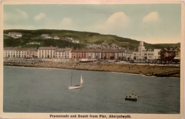 Aberystwyth , Promenade And Beach From Pier.postcard.