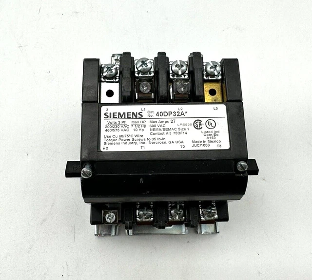 Siemens 40DP32A Misura 1 Contatore, 27A/220-480V Nuovo Aperto Scatola