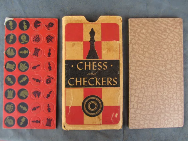 Pre Ww2 Old Travel Flat Deck Chess And Checkers Set Vecchi Scacchi Da Viaggiio