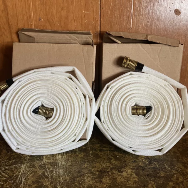 Pack of 2 Fire Hose 3/4 IN. X 25 FT. with Garden Thread, WHITE, 250 PSI