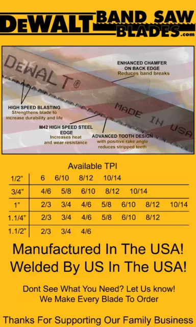 "80") 6'-8"" x 3/4"" x 0,035 x 6/10 DeWalt M42 hoja de sierra de banda bimetálica 1 pieza 3