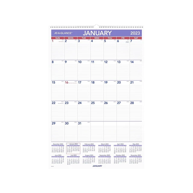 2023 ATAGLANCE 20& x 30" Monthly Wall Calendar White/Purple/Red (PM4