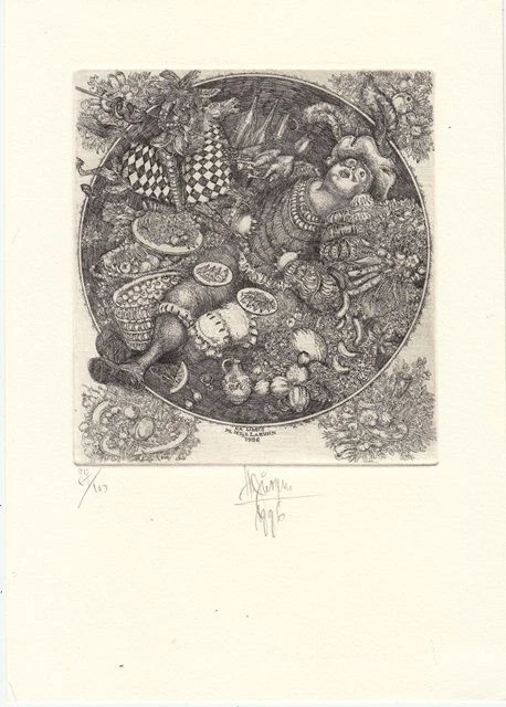 Exlibris Bookplate Radierung Harry Jürgens 1949 Völlerei