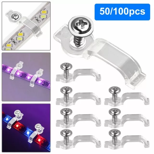 50/100 Staffe di Montaggio Clip un Lato Fissaggio for 5050 Striscia LED Luce Ba