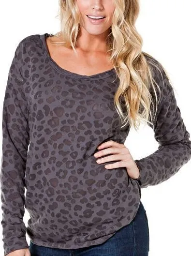 Stussy LEOPARD BURNOUT TUNIC Dark Grey Leopard Spots Shirt Junior's Sweater