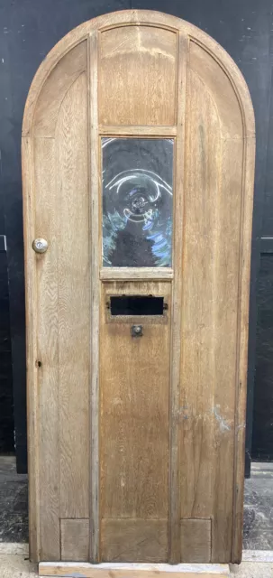 Solid Oak Arched Front Door Old Period Antique Leaded Reclaimed Hardwood 1870