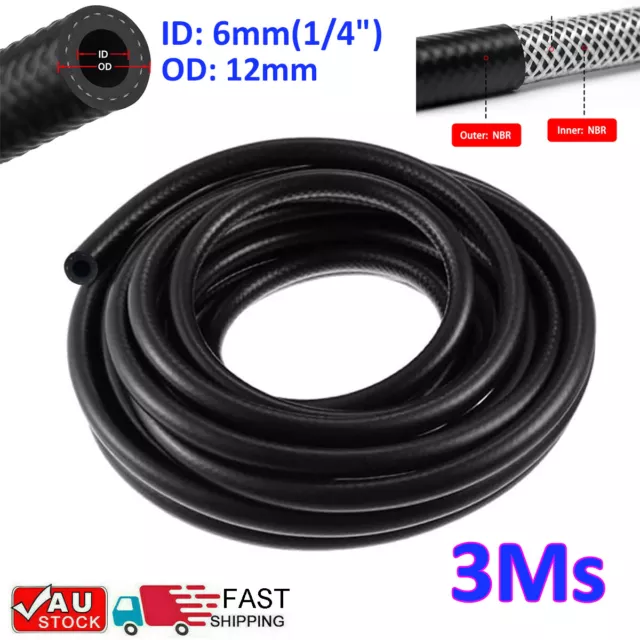 3Ms 6mm 1/4" ID Fuel Gas Line Hose Rubber Tube Automotive Petrol Diesel Oil Pipe