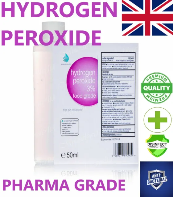 Hydrogen Peroxide 3% Premium Pharma Grade 9ml-5L disinfectant Sanitiser FREE P&P