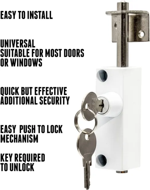 Mehrzweck Türbolzen in weiß Terrassentürbolzen - zusätzliche Sicherheit 2 Schlüssel 5