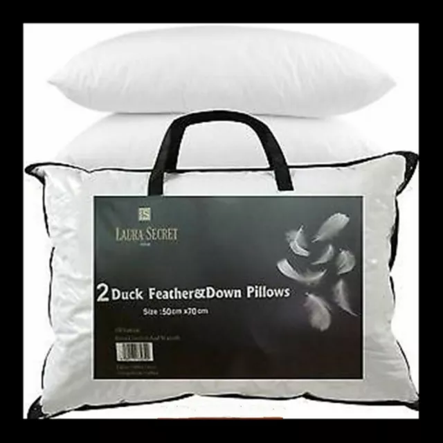 Pack of 2 Luxury Duck Feather & Down Pillow Deep Sleep Extra Filling Pillows