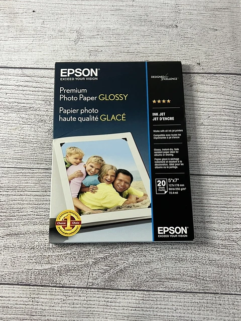 Papel fotográfico premium Epson 5x7 para inyección de tinta 20 hojas nuevo sellado