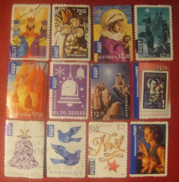 Australia. 12 International Stamps Peel and Stick Used No 7.