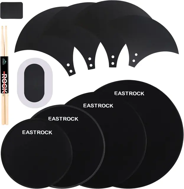 Drum Mute Pads Set 10 Pieces with Cymbal Pad + Hi Hats Set Pad, Foam Drum Silenc
